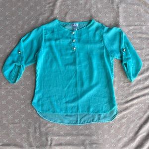 SOLD Turquoise Blouse Top Size Small